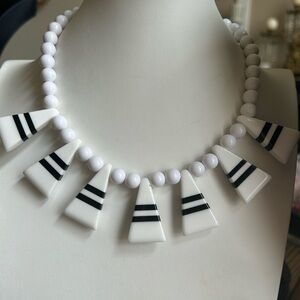Vintage art deco style acrylic White and Black Necklace
